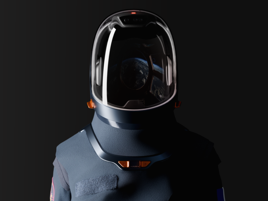 Prototype EuroSuit en vue de face – combinaison spatiale européenne testée par l’astronaute Sophie Adenot en 2026.