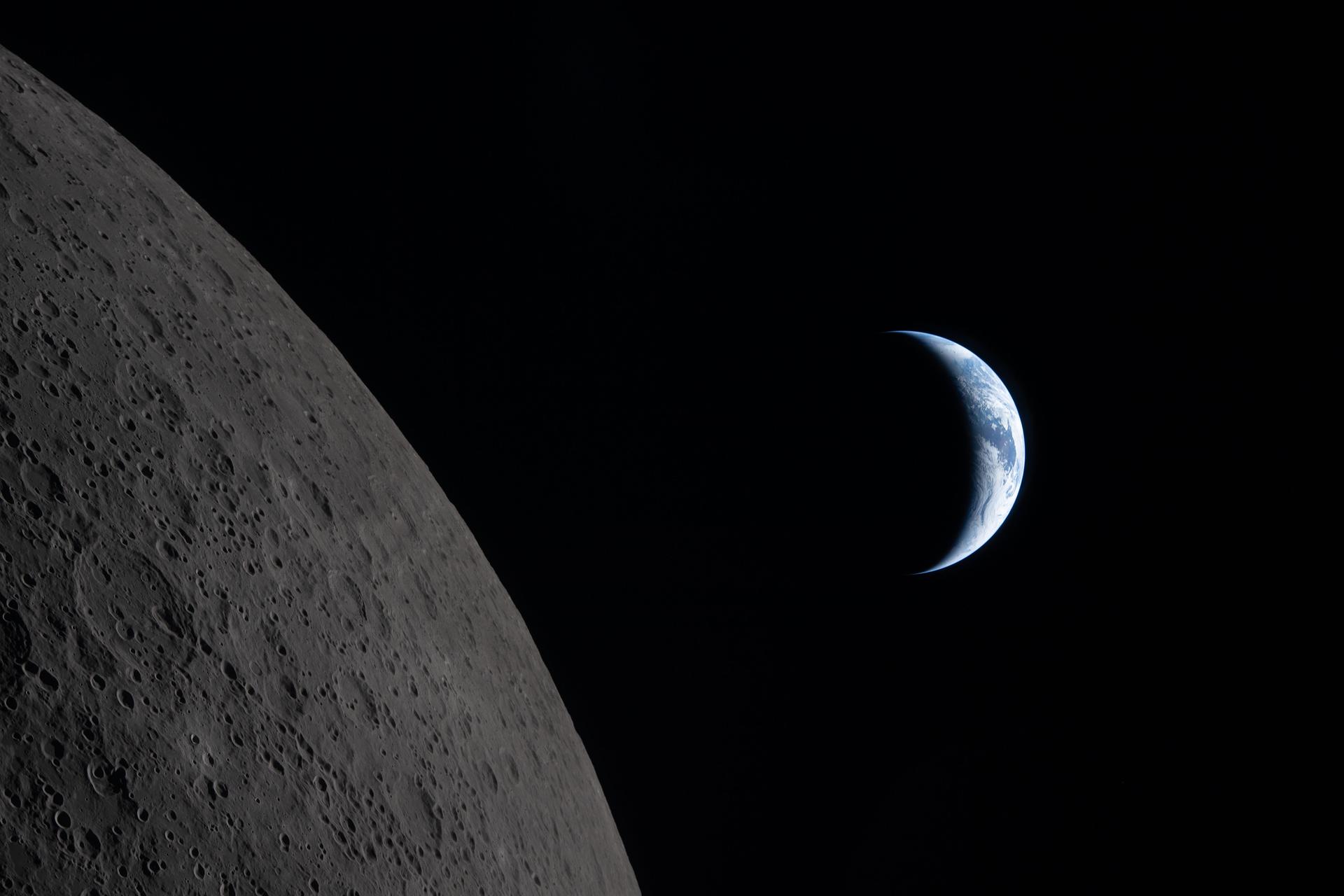 photos Artemis II Terre croissant vue depuis Lune Earthset Orion NASA