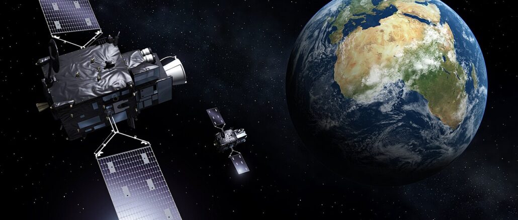 Vue d’artiste des satellites MTG-I et MTG-S en orbite autour de la Terre