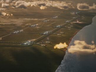 Vue conceptuelle du futur complexe Starbase Louisiana de SpaceX