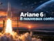 Ariane 6 au décollage avec le texte « 8 nouveaux contrats »