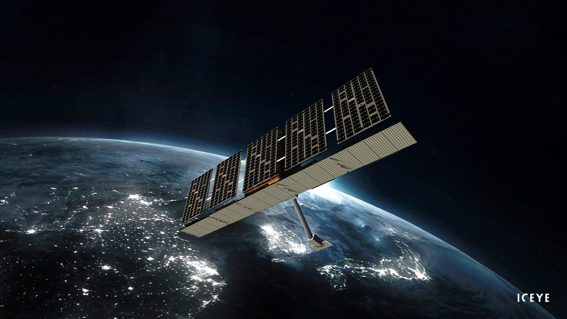 Satellite radar ICEYE en orbite autour de la Terre